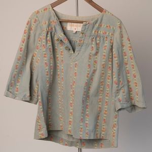 Lauren Moffatt Blue Shirt with Flowers